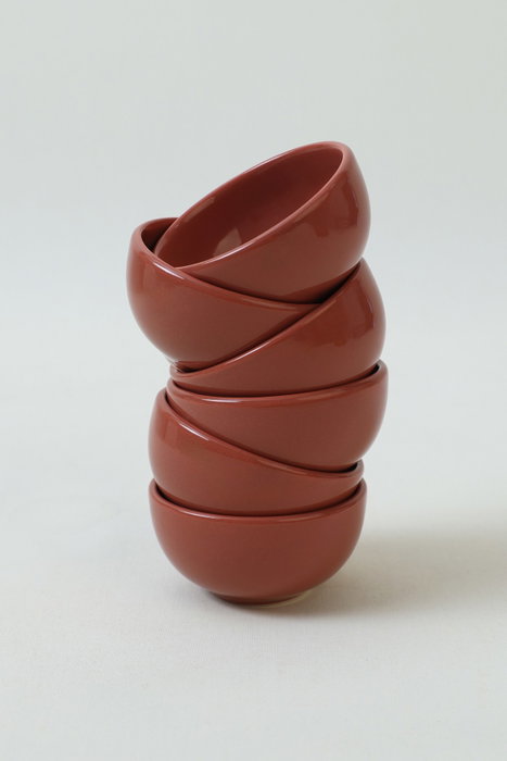 Hermia X00017481 Juego de Cuencos de Gres Cerámico Rojo Teja 8cm/110ml (6 Piezas)